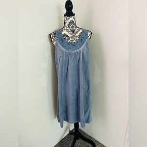 Tribal. Jeans Women’s Blue Embellished Crochet Neck Sleeveless Midi Dress